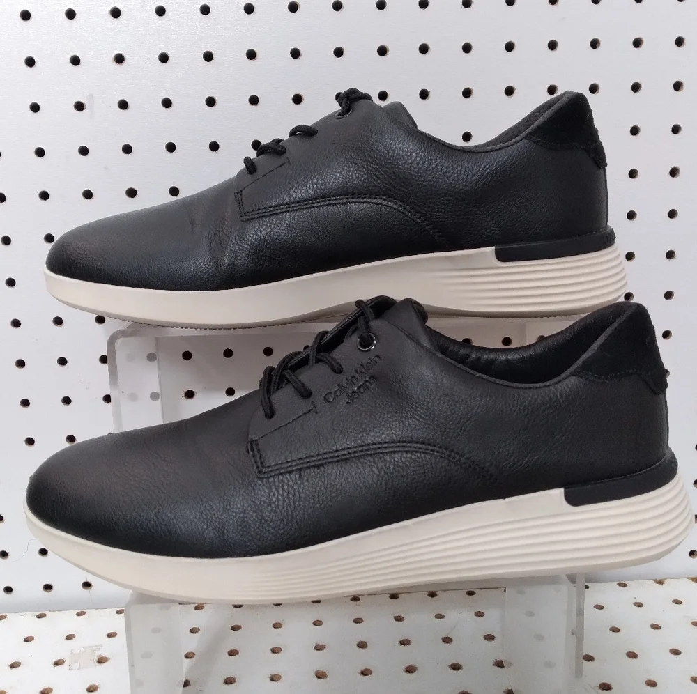 Calvin Klein Men's Black Shoes Sneakers Comfort Footbed Lace-up Zs 9.5 US