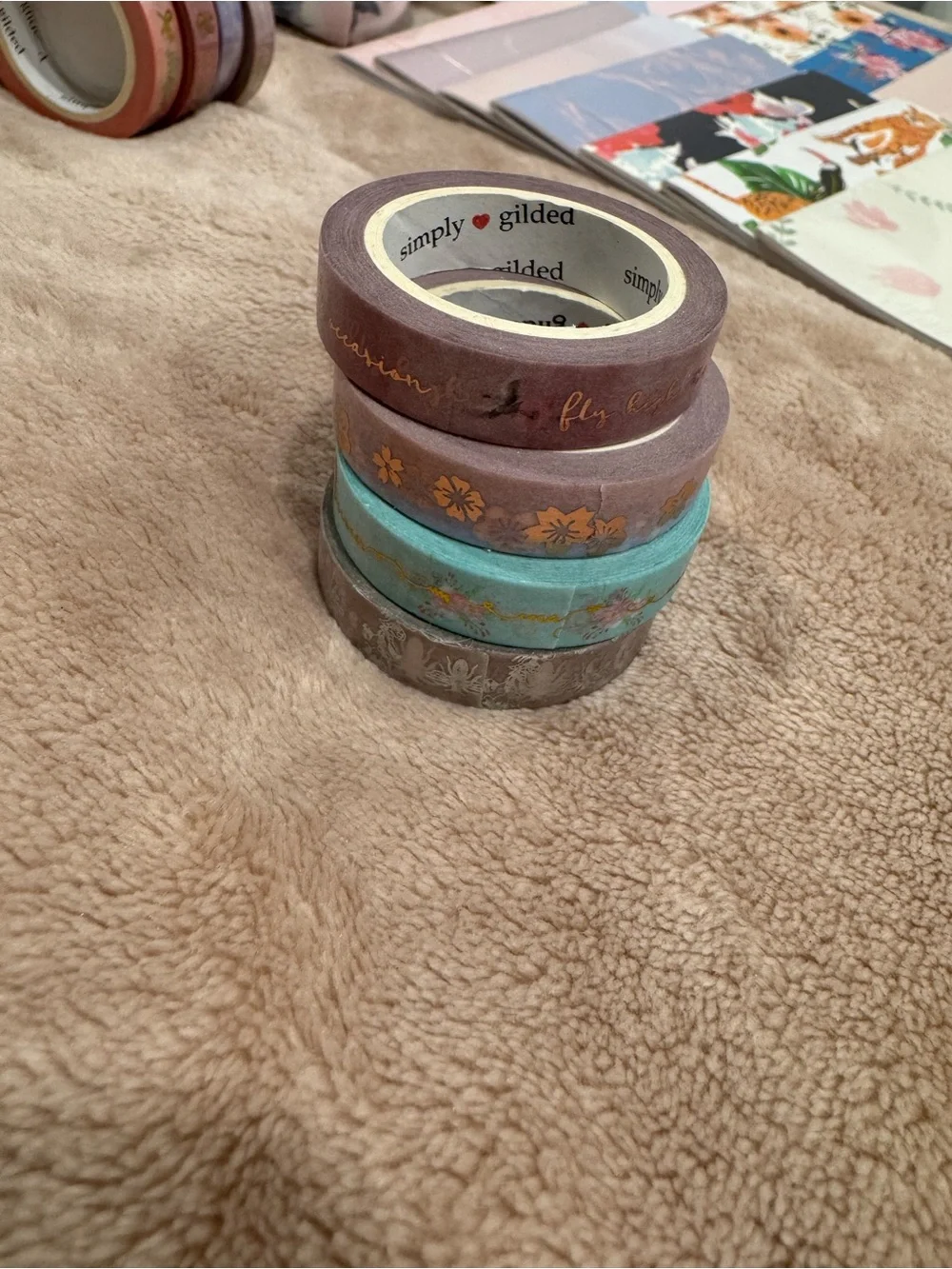 Simply Gilded Lot Including 5mm & 10mm Unwrapped Washi Tapes, Journaling Cards