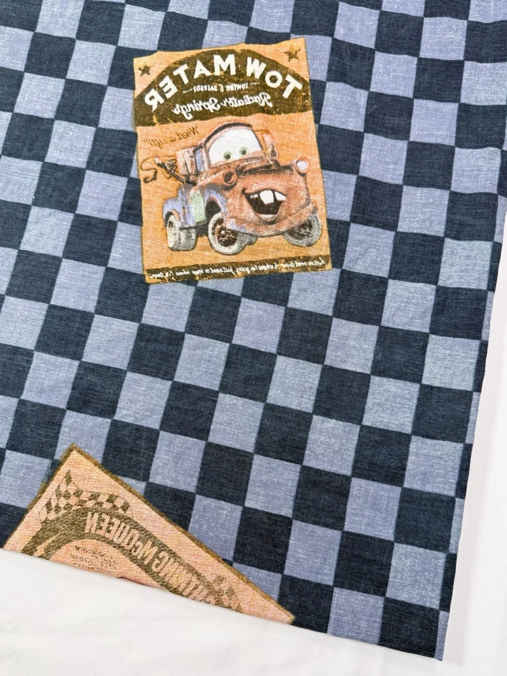 VINTAGE DISNEY PIXAR Boys Cars Lightning McQueen Tow Mater Twin Flat Sheet Check