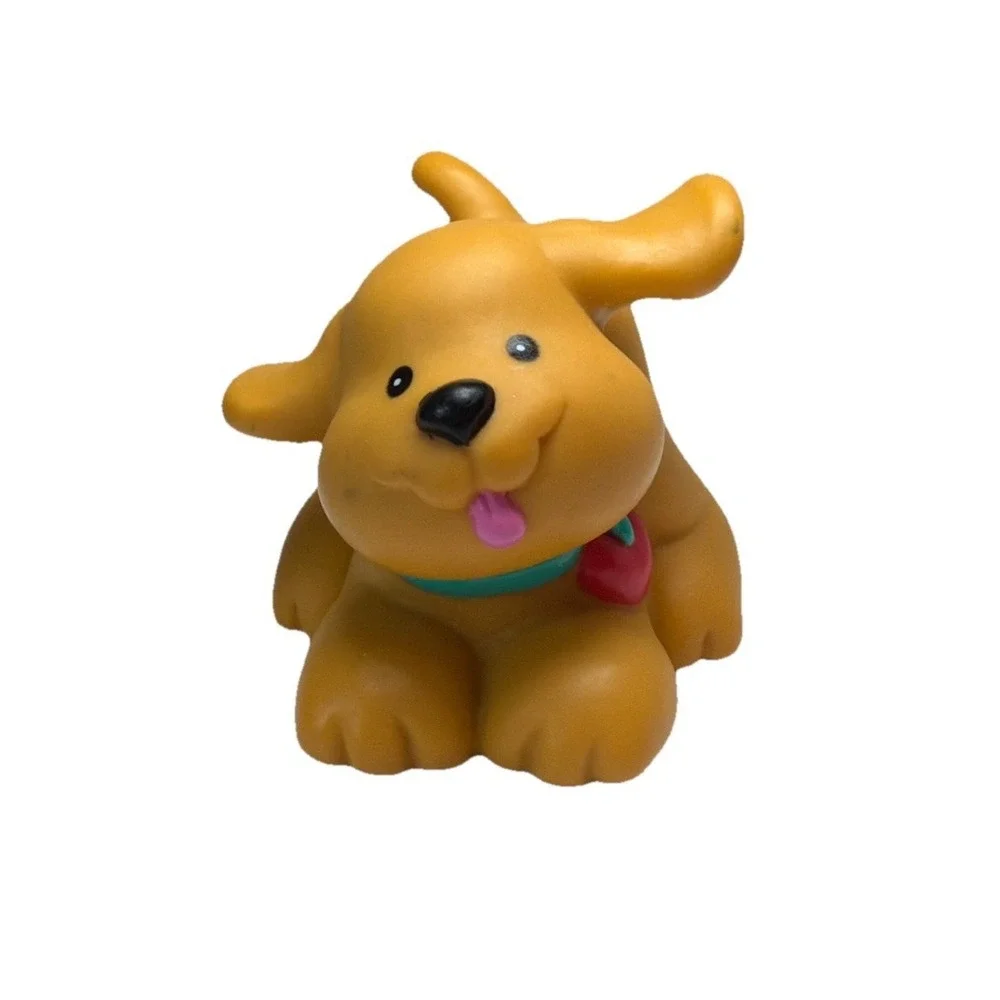 1997 HTF Fisher Price Little People Yellow Puppy Dog w/Heart collar 1.5