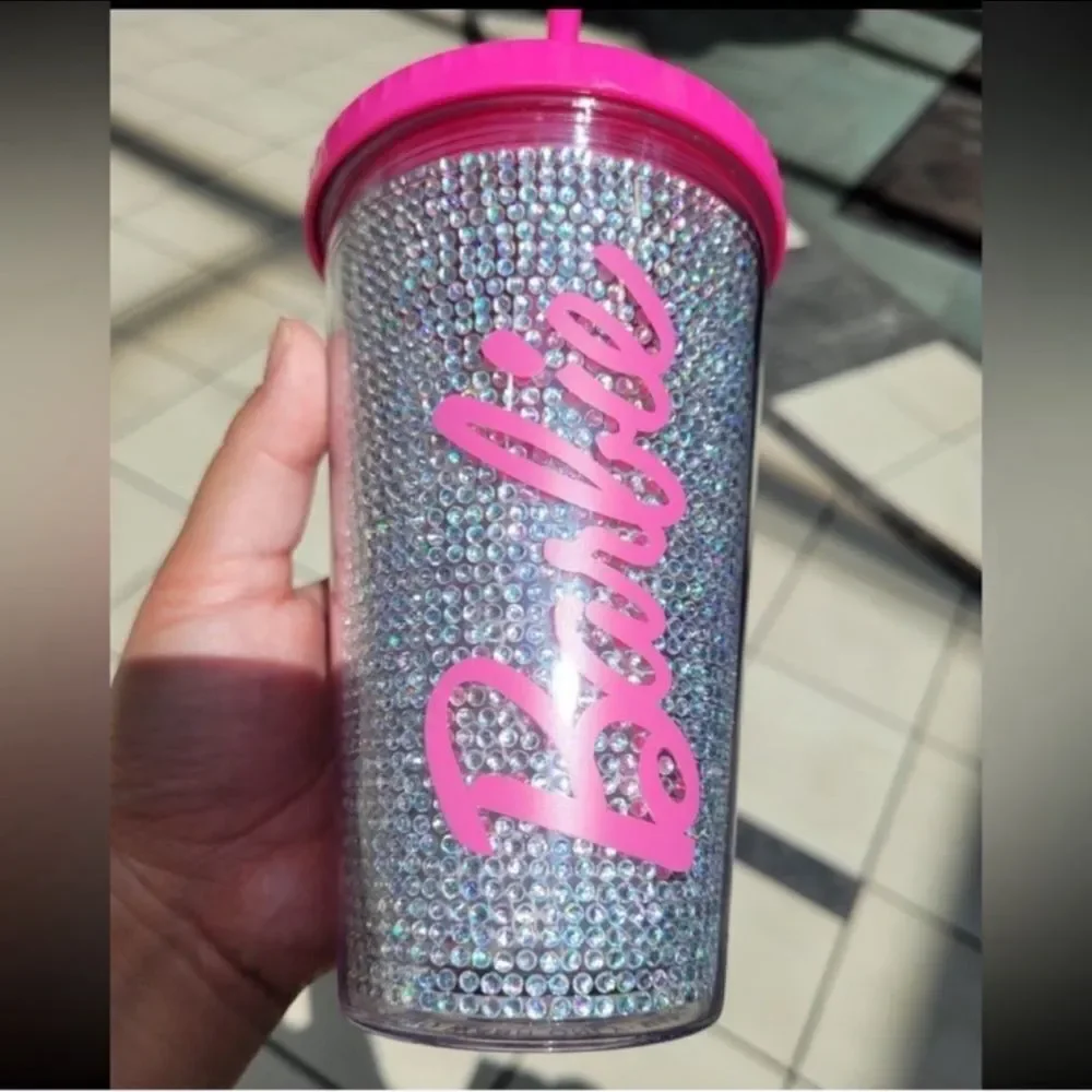 NWT Barbie Silver Rhinestone Tumbler