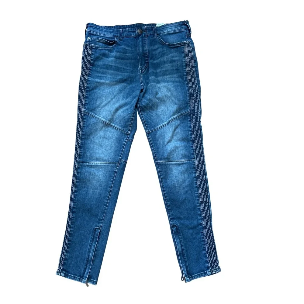 True Religion Mick Jeans Mens Blue Moto‎ Slouchy Skinny Ankle Zip SIZE 34