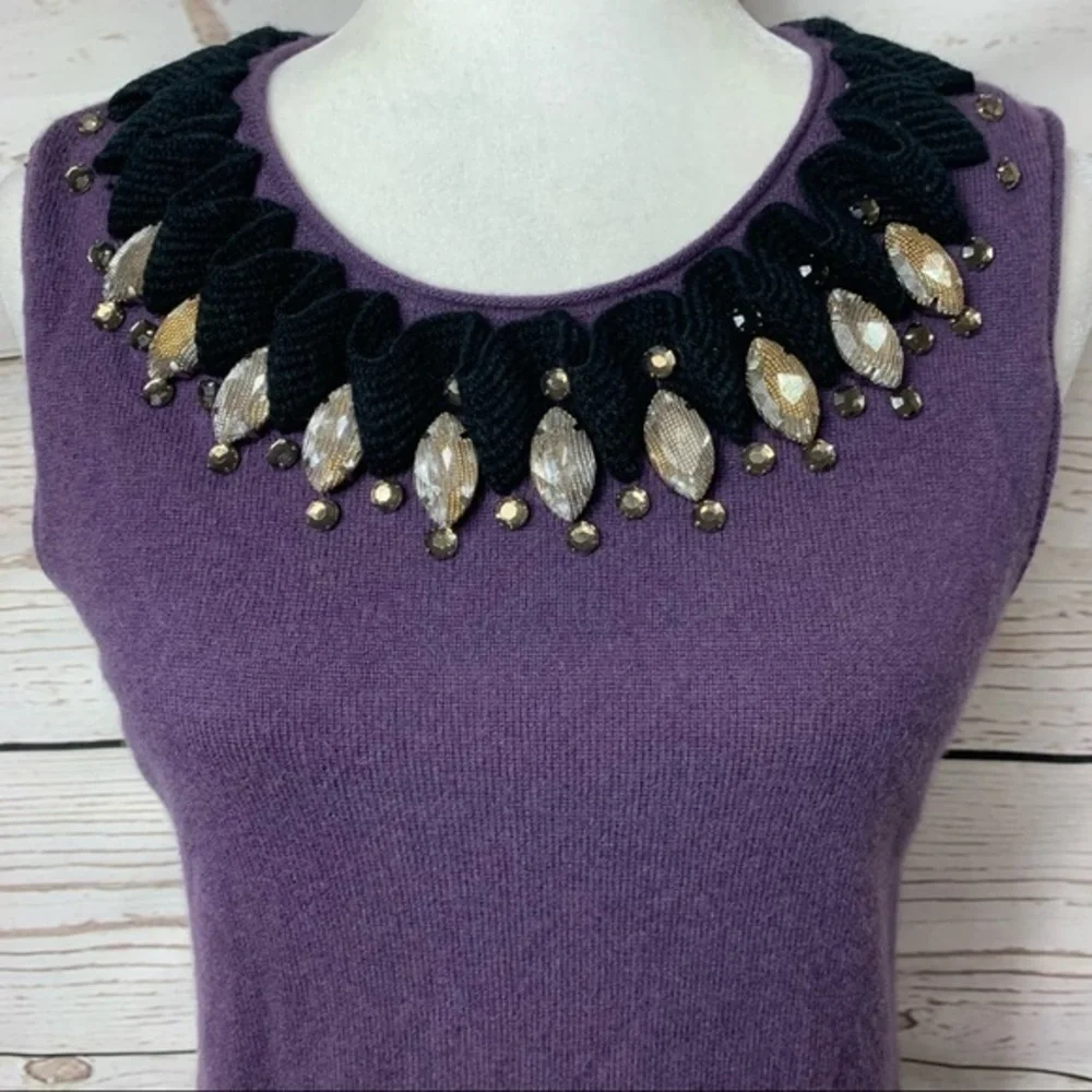 Tory Burch Embellished Cashmere Sleeveless Sweater