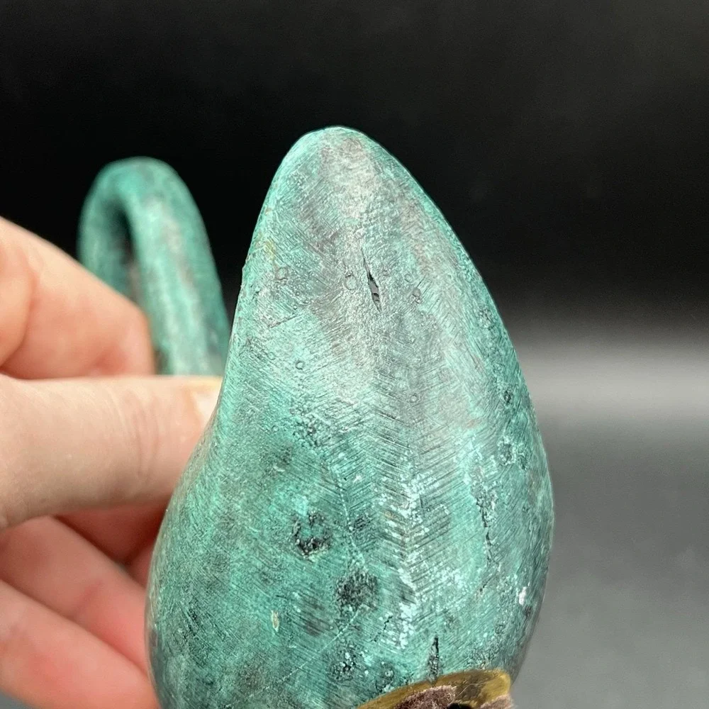 Vintage Verdigris Brass Swan Bird Blue‎ Green Gold Decor Heavy 5