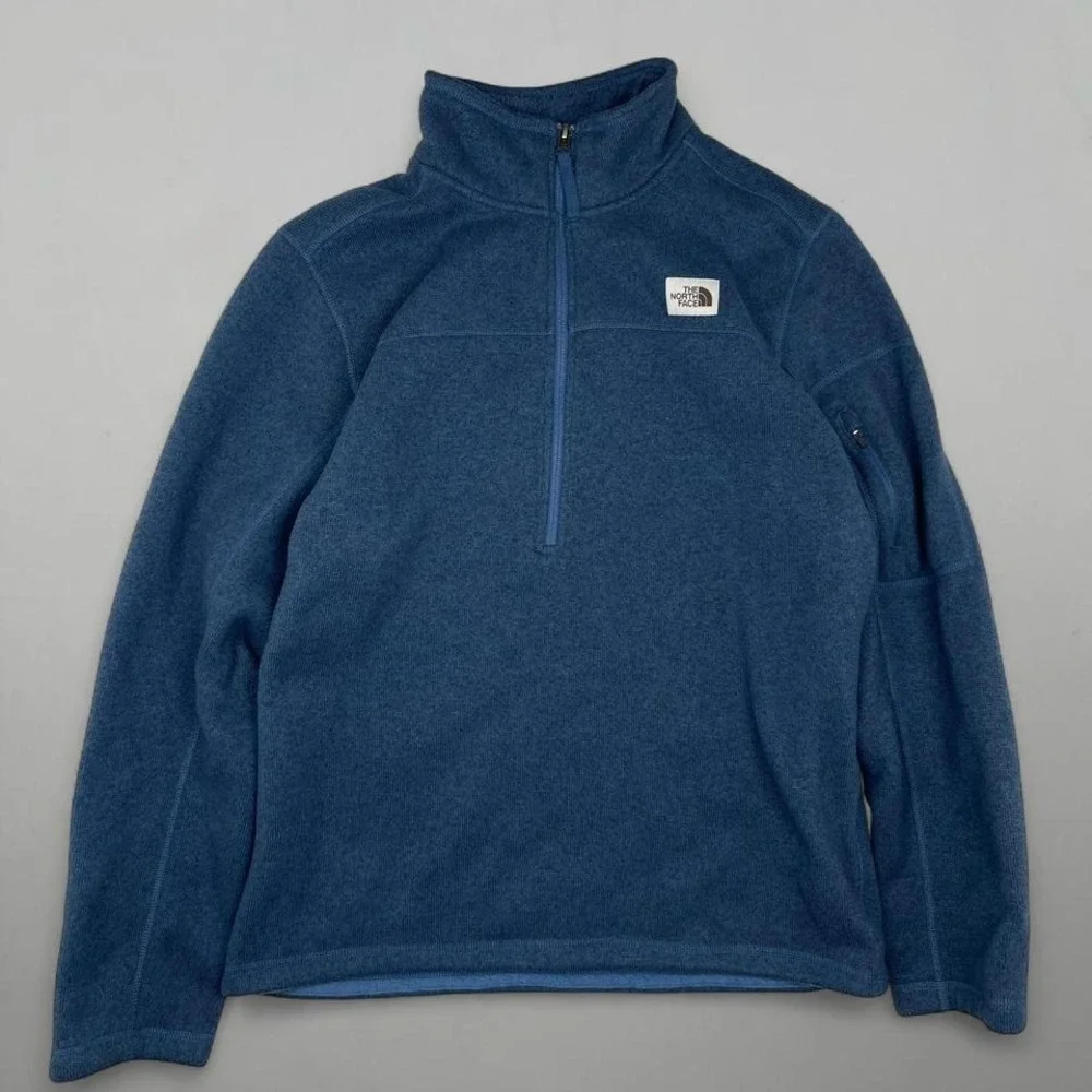 North Face Quarter Zip Jacket in Heather Blue Men's‎ Large Gordon Lyons Fleece