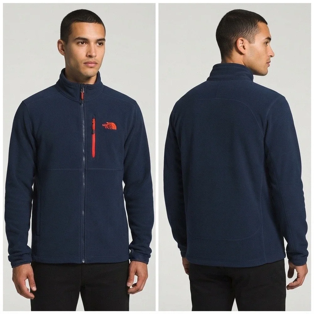 The North Face Mens Polartec Classic Full Zip Fleece Jacket Navy Blue Large