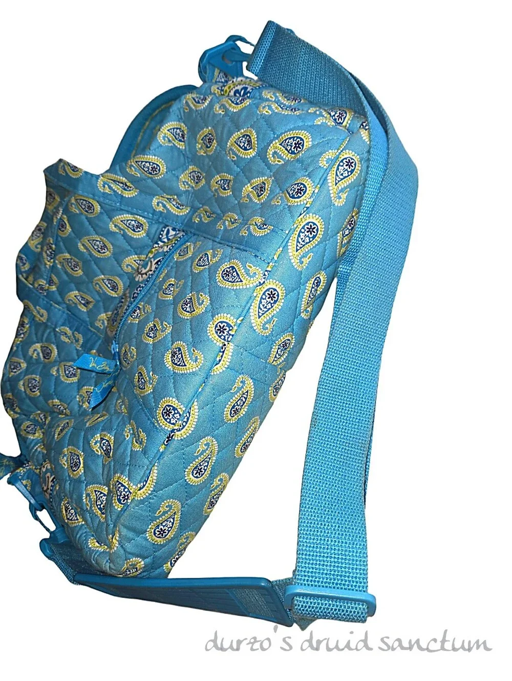 Vera Bradley Quilted Laptop Messenger Bag Blue Paisley Travel Work Tote