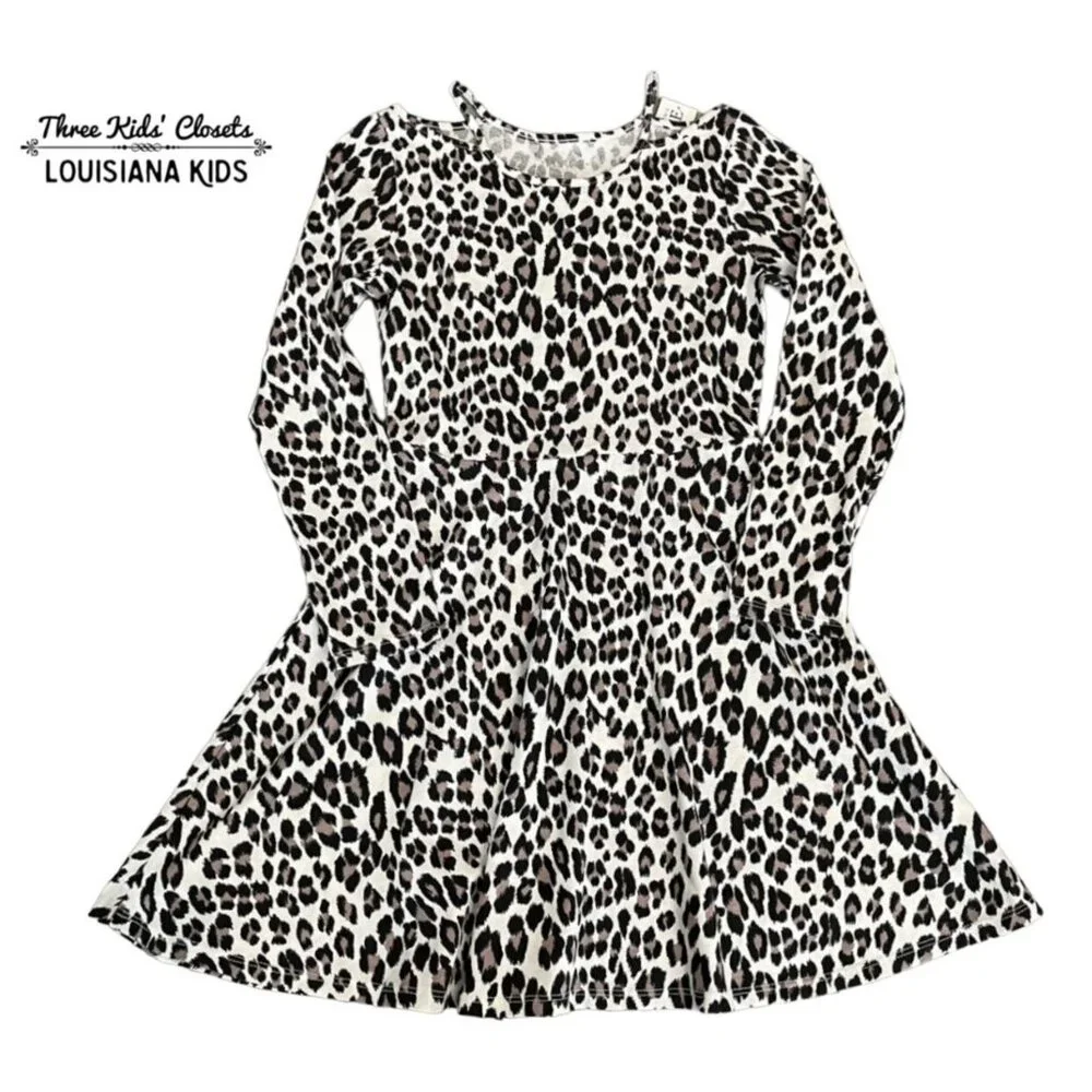NEW Children's Place M (7/8) Leopard Cold Shoulder Dress