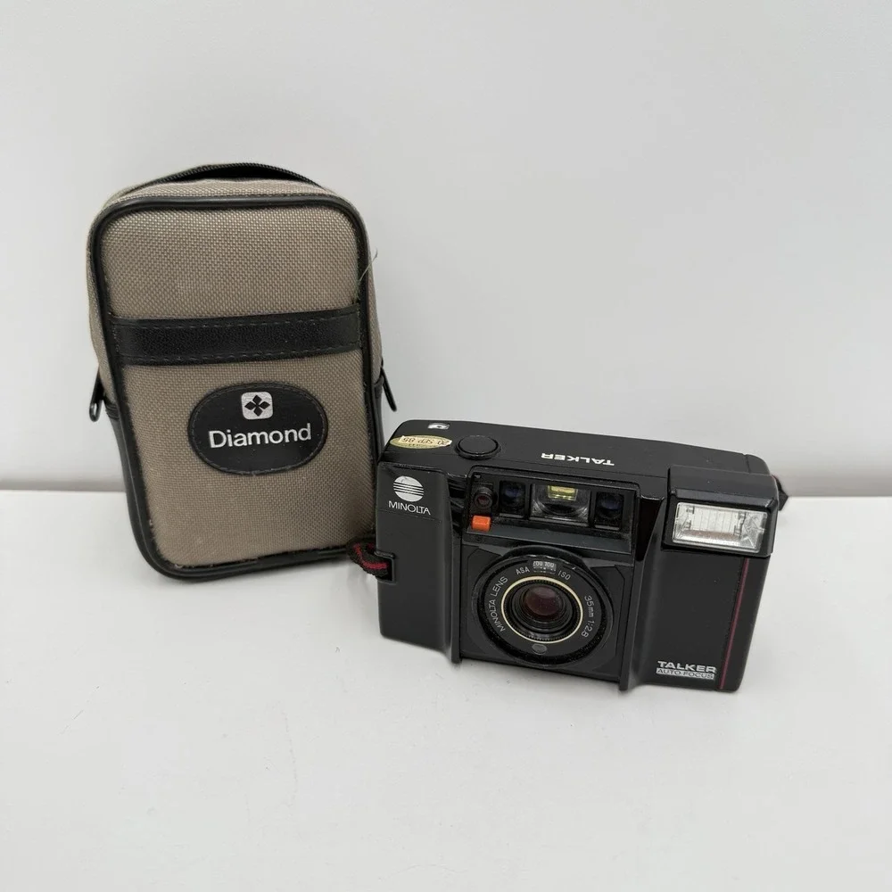 Minolta Talker AFSv 35mm Point Shoot Film Camera Autofocus Tested Working w Case