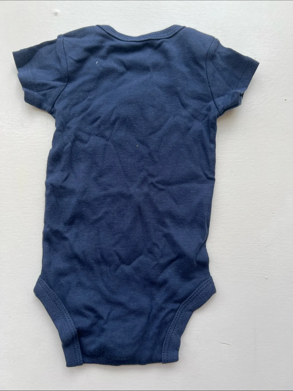 Carter's Navy Blue Short-Sleeve One-Piece with Red Fire Truck Embroidery
