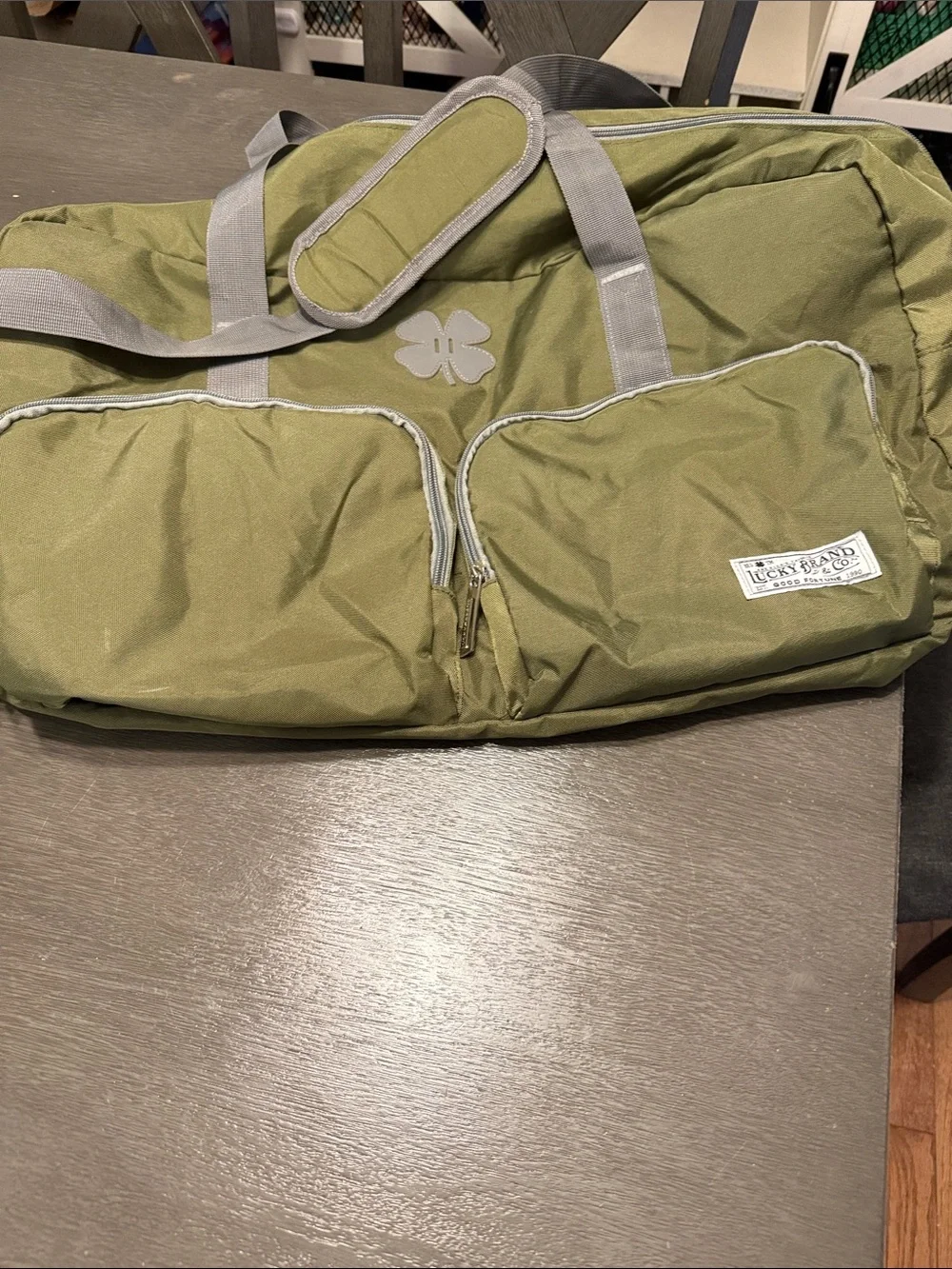 Lucky Brand Olive Duffel with Gray Trim
