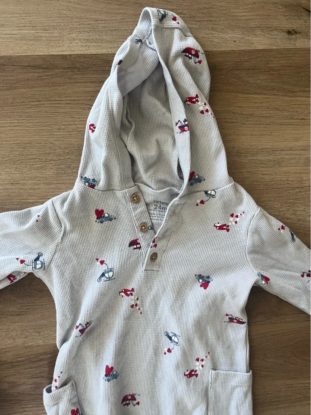 Carter's Light Gray Hoodie One-Piece 24M