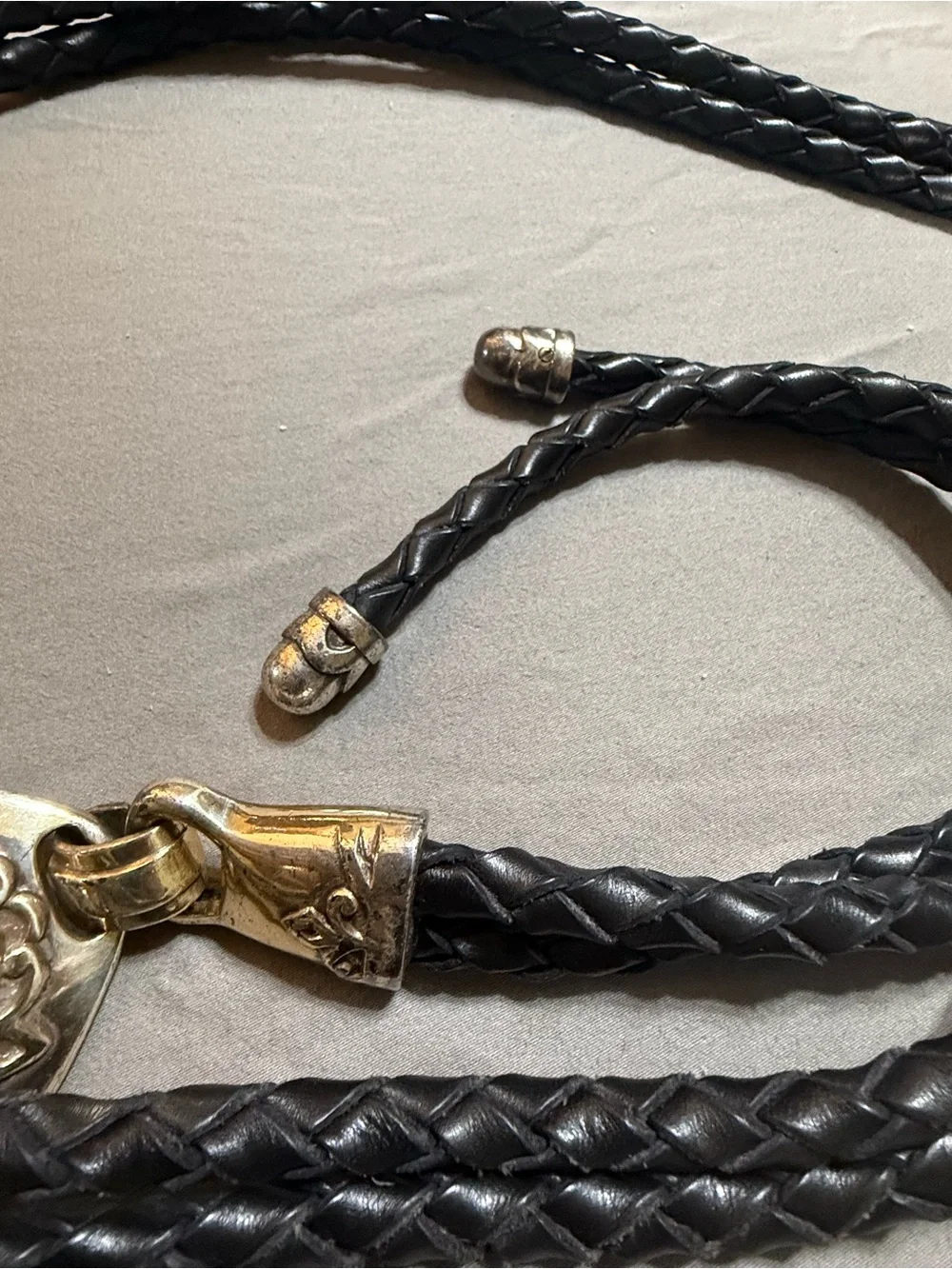 Vintage Brighton M/L Black Leather Lasso Lariat Belt