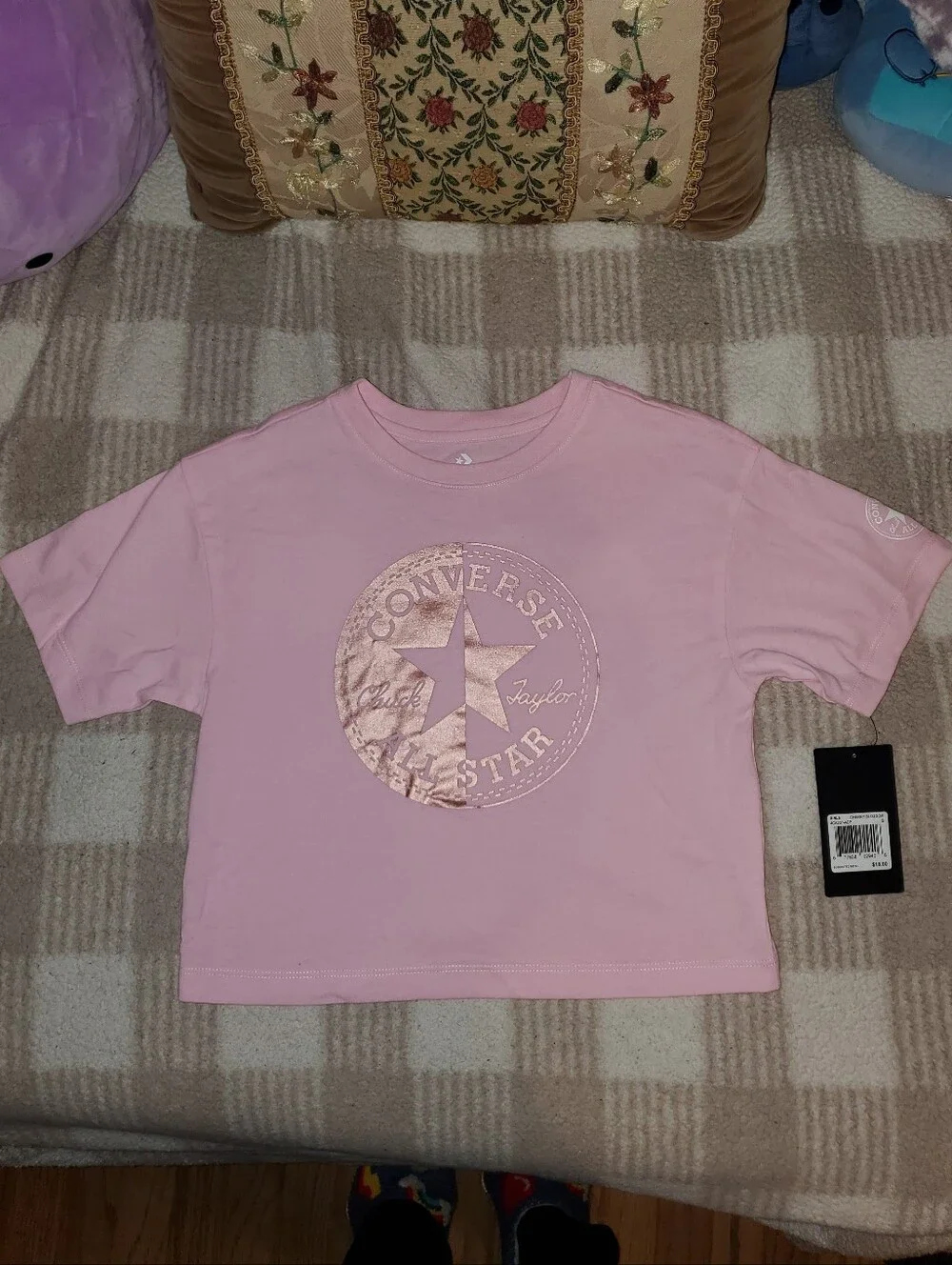 5 for $25 | NWT Converse Big Girls Cherry Blossom Boxy Rose Gold Logo Tee