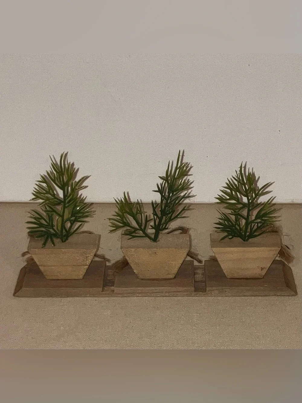 Rustic Triple Planter decor with artificial Greenery