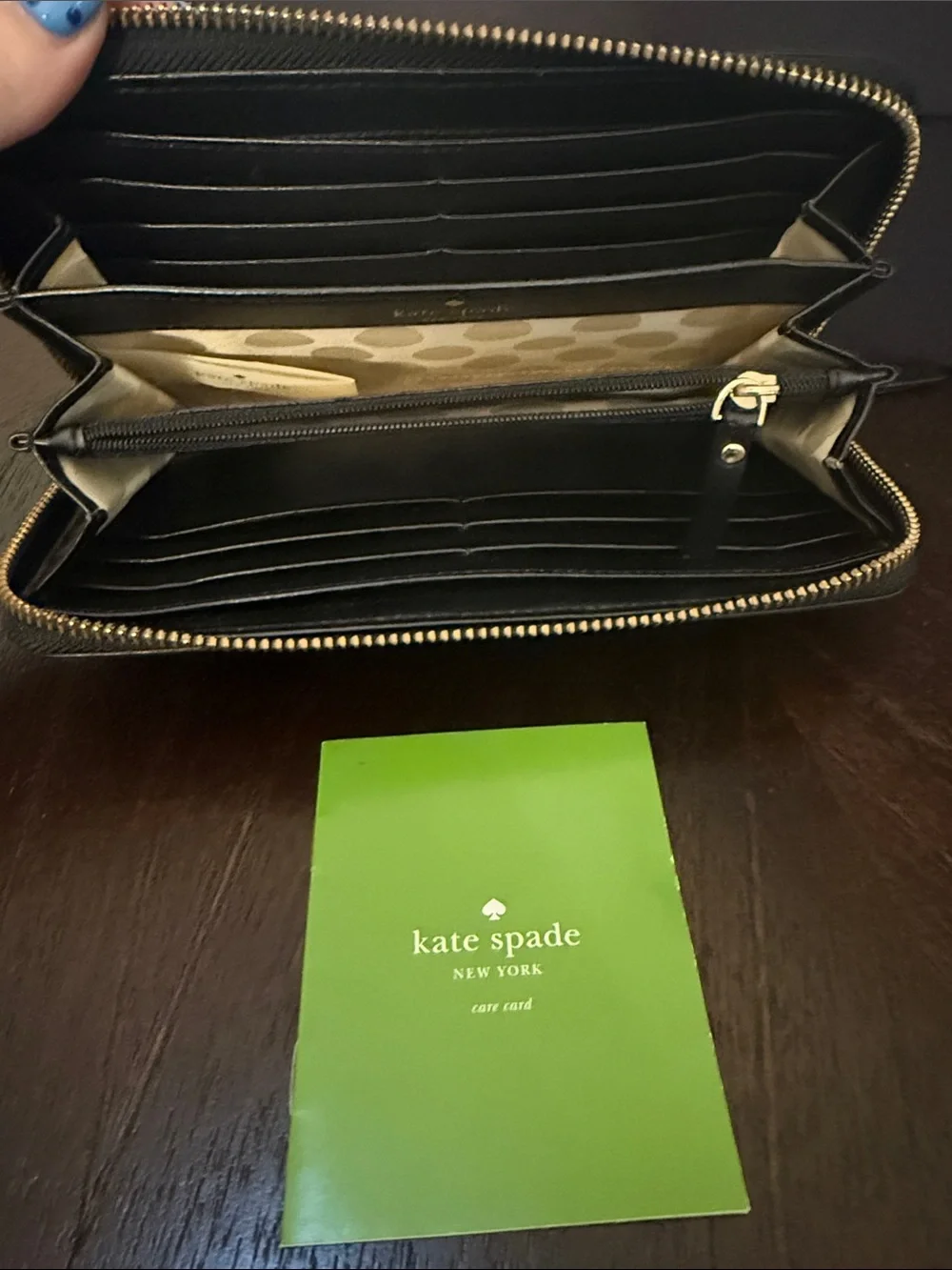 kate spade Black Wallet with CreamPolka Dots