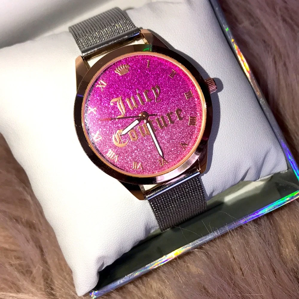Juicy Couture watch with ombré fuschia face