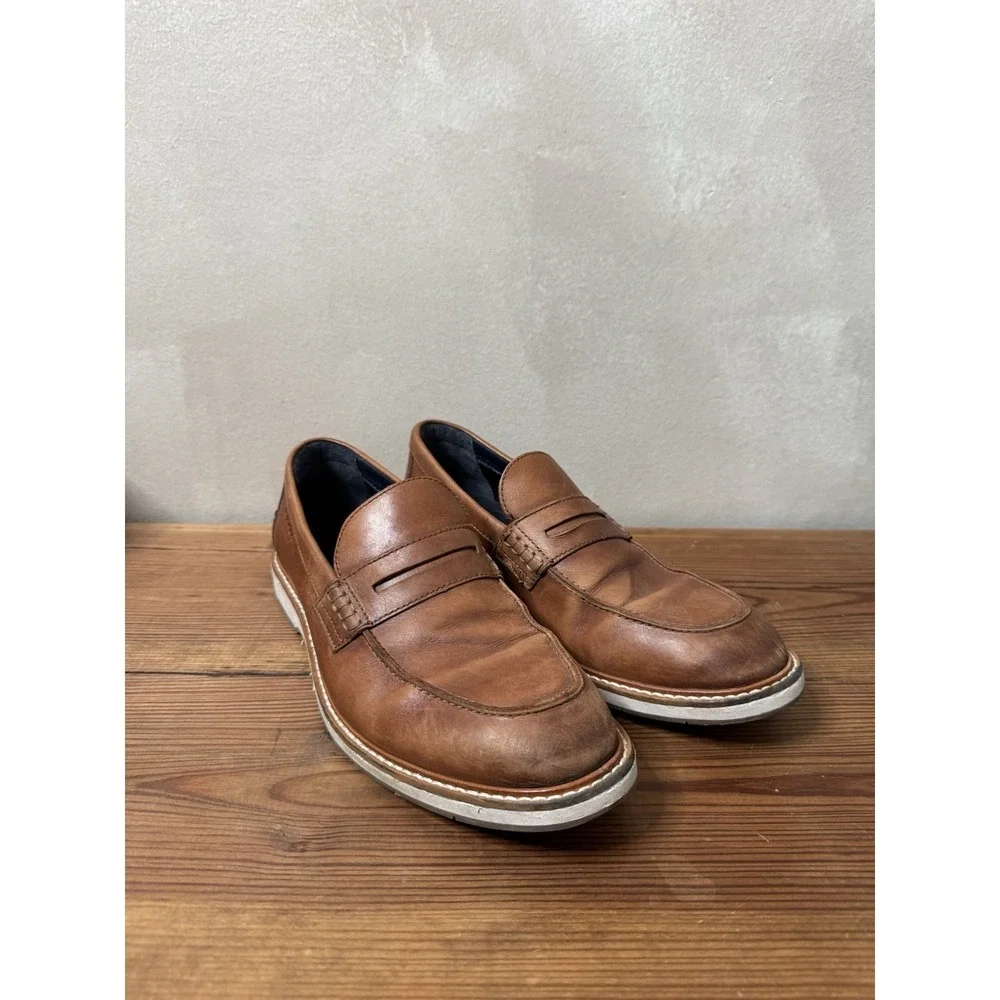 Cole Haan Mens Brown Leather Penny Loafers Size 8 Slip On Classic Dress Shoes