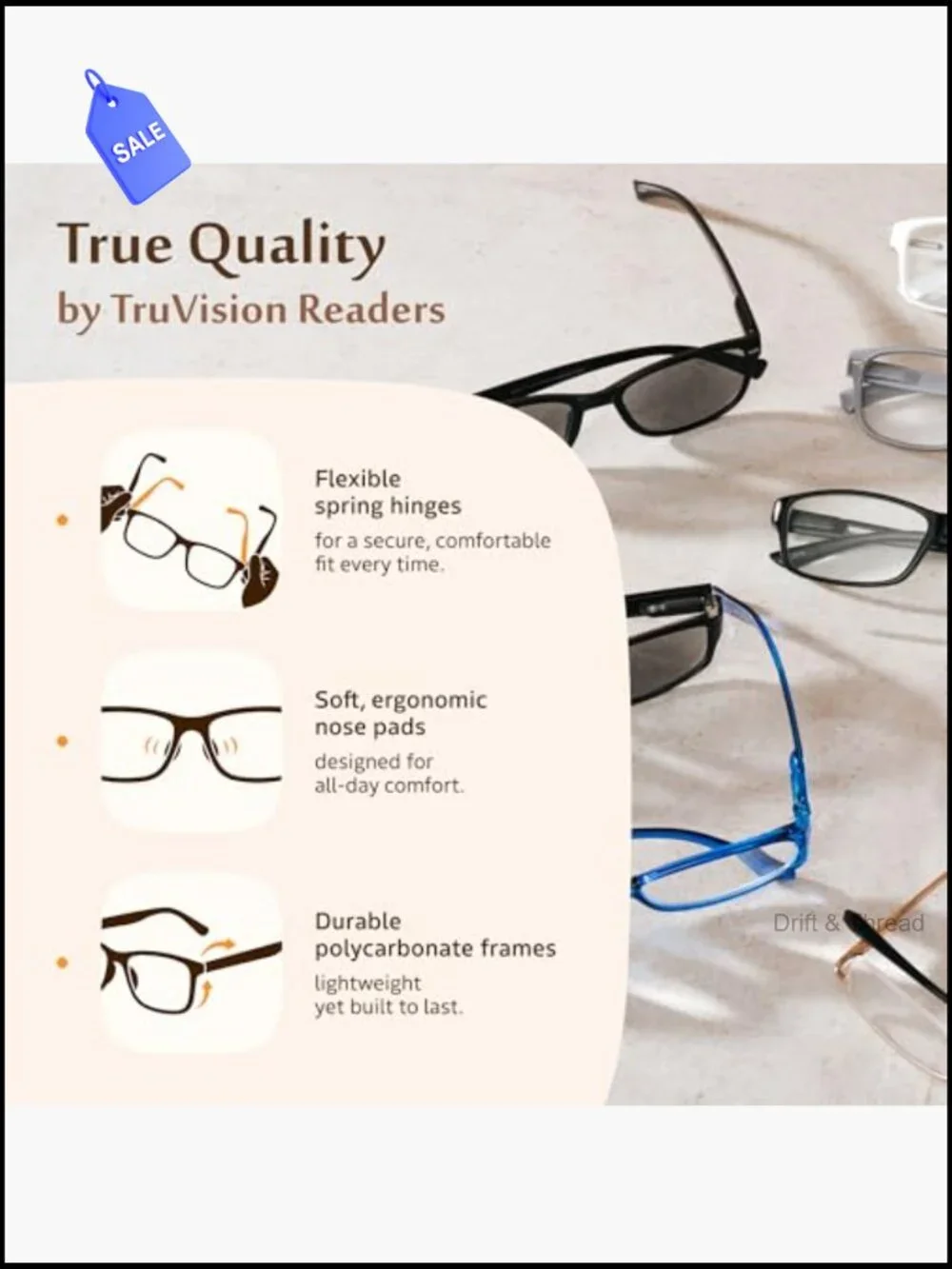 Reading Glasses Spring Hinge Rectangular Full Rim Acrylic Lens Anti-Reflective