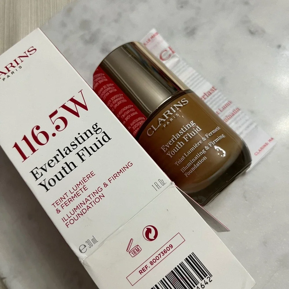 CLARINS 116.5W‎ Foundation Everlasting Youth Fluid Liquid Makeup Beauty 30ml 1oz