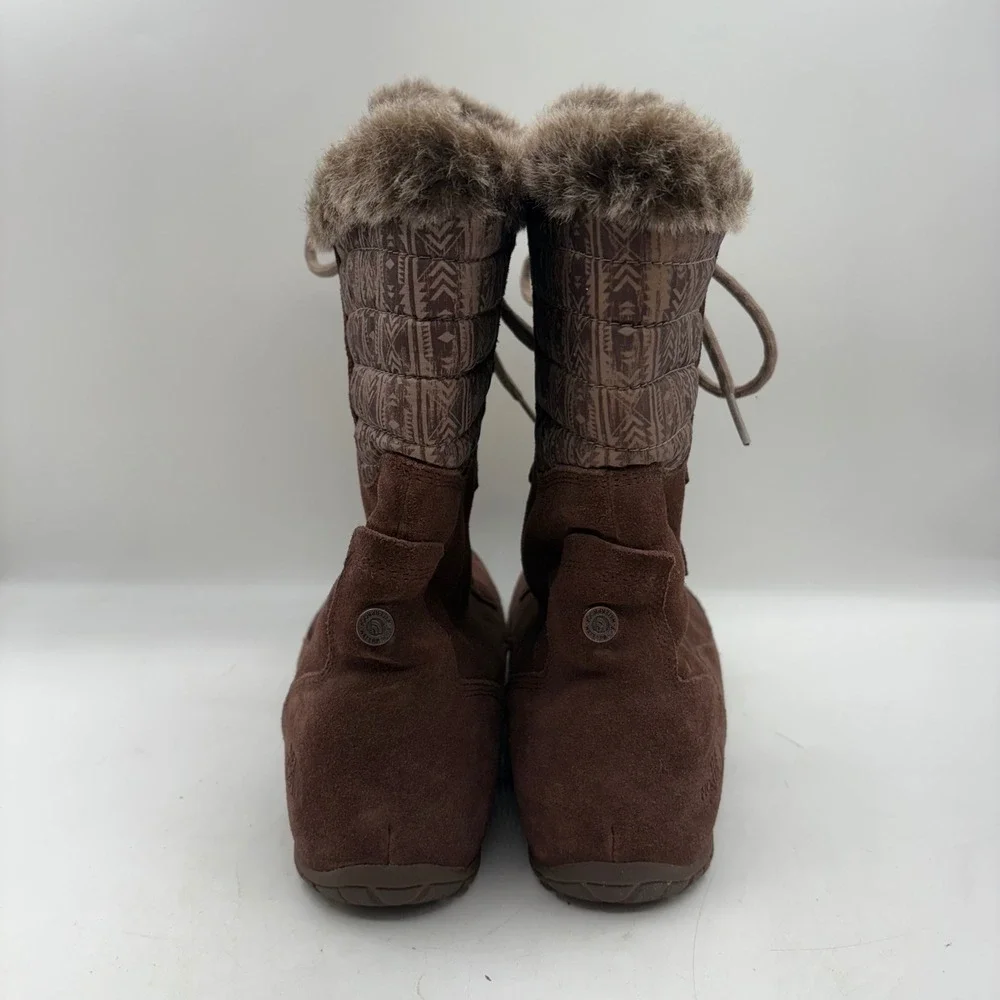 The North Face Womens Nuptse Purna II Brown Waterproof Suede Winter Boots Size 8