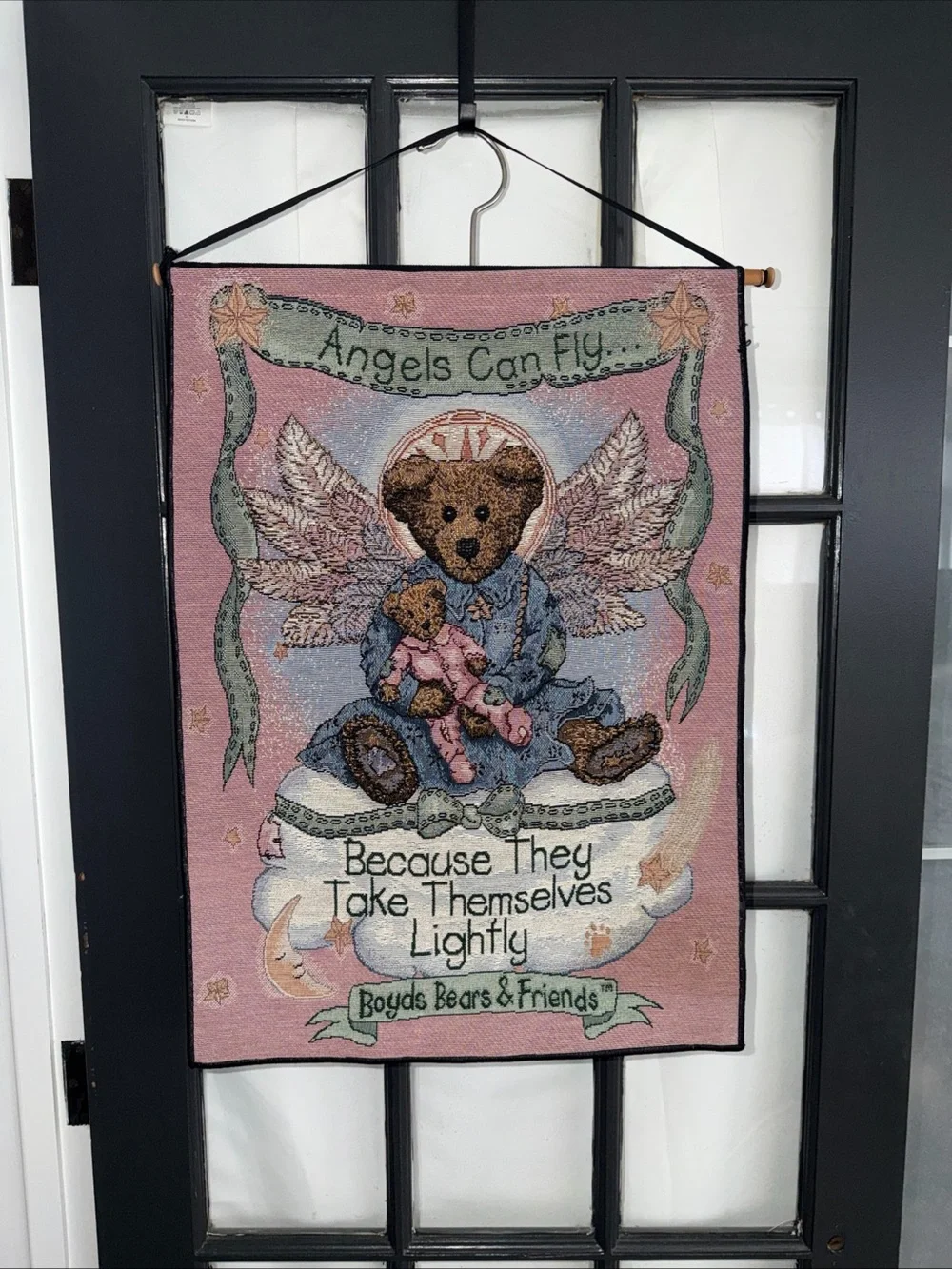 Boyds Bears Pink and Blue Angel Teddy Wall Tapestry