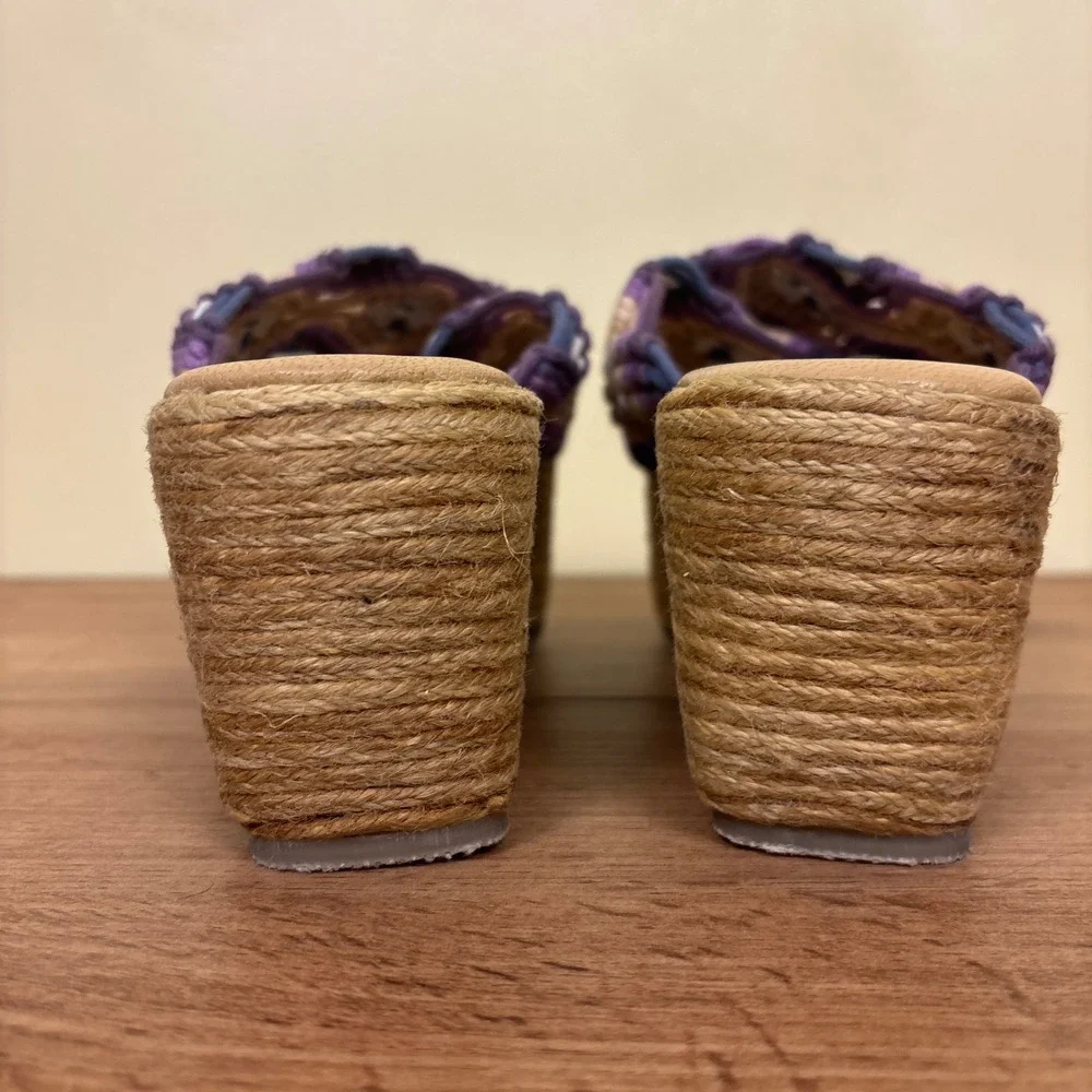 FREE PEOPLE Highline Platform Slide Sandal Purple/Tan Women Size 39 Casual Wedge