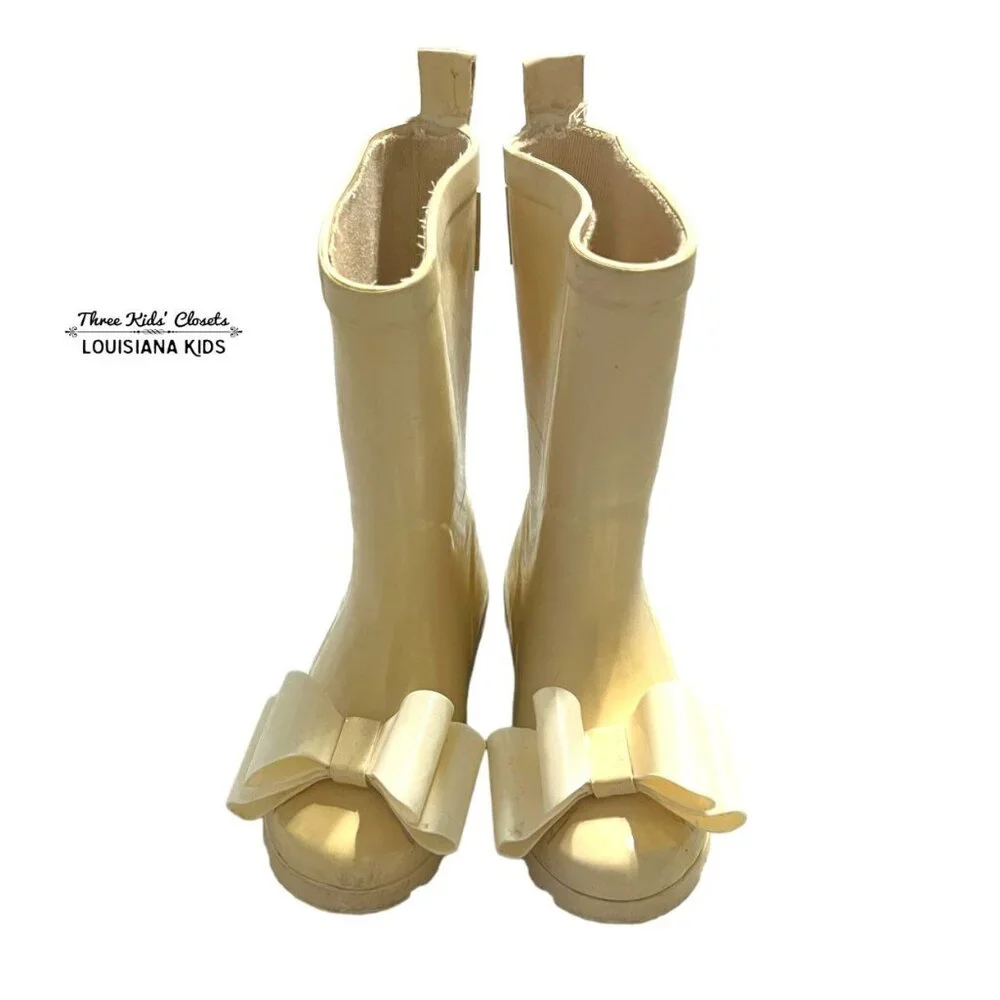 Joyfolie Sz 7 Cream Bow Rain Boots