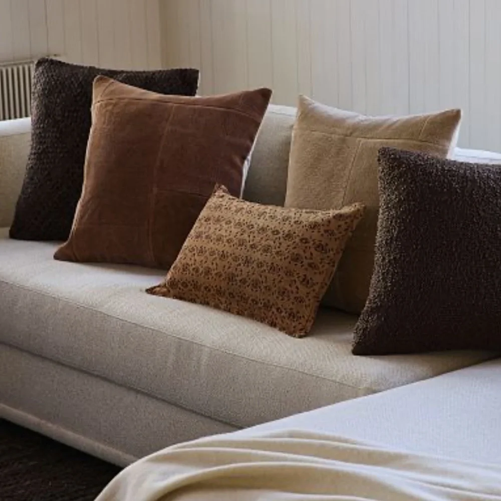 C13‎ Ethan Allen 2 Pillow Wool Covers Cream Brown