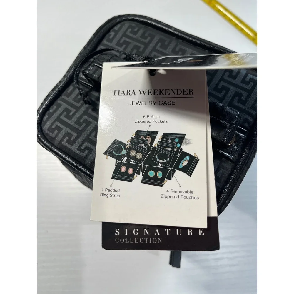 PurseN Tiara Weekender Jewelry Case Black Geometric Signature Collection NWT