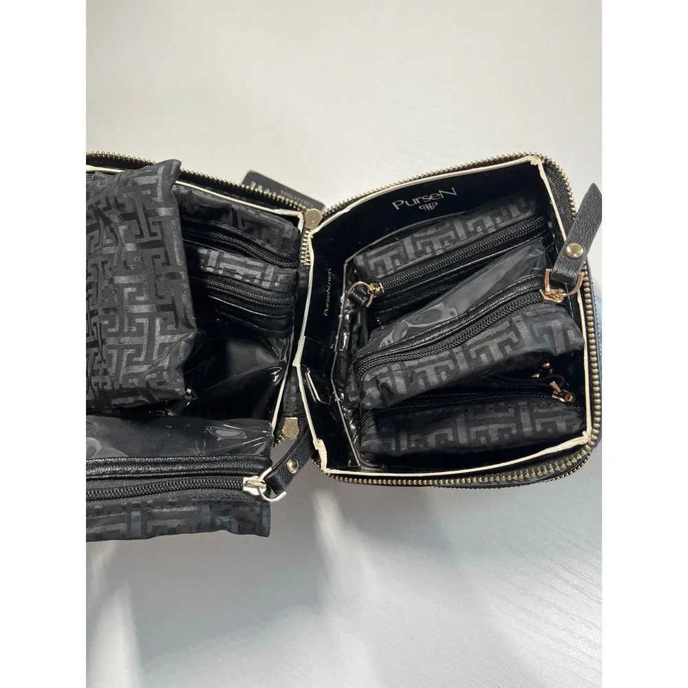 PurseN Tiara Weekender Jewelry Case Black Geometric Signature Collection NWT
