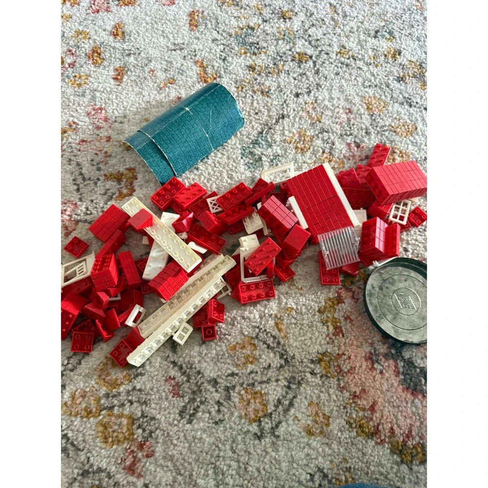 Vintage American Plastic Bricks Set‎ 715 Halsam Playskool Construction Toy Tube