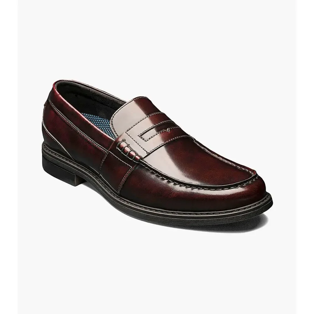 Nunn Bush‎ Men's Burgundy Lincoln Moc Toe Penny Loafer Leather Preppy - Size 8