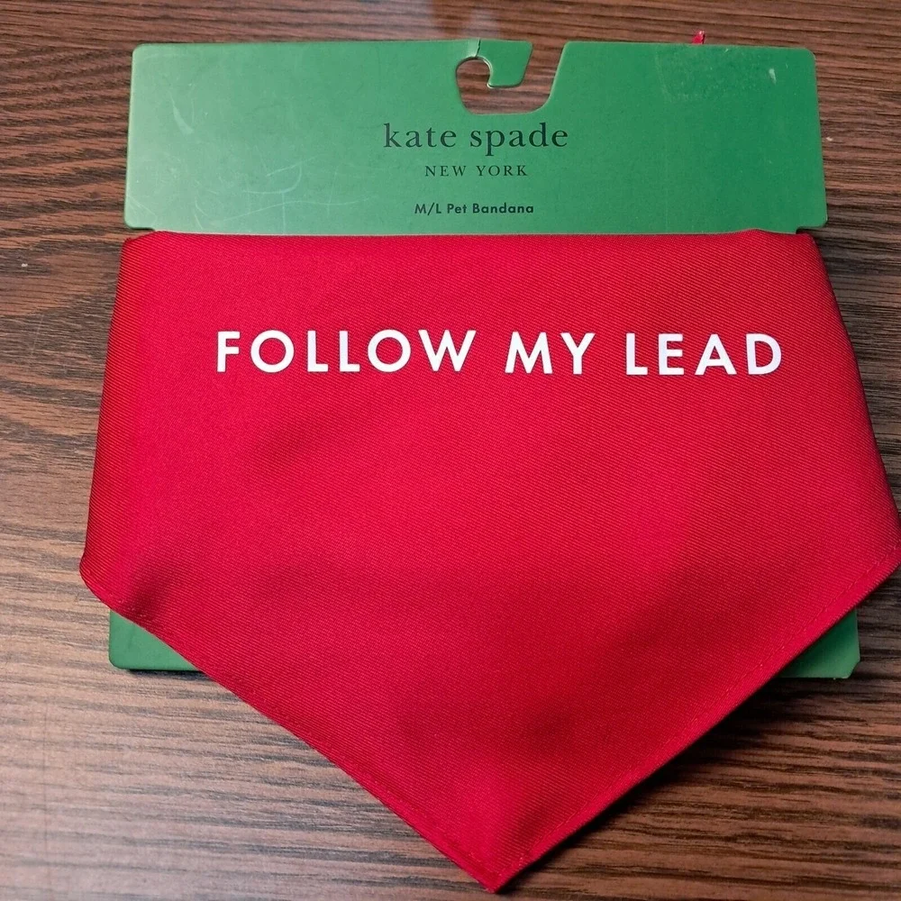 Kate Spade Pet Bandana Woof Colorblock‎ Follow My Lead Dog Scarf M/L Pink
