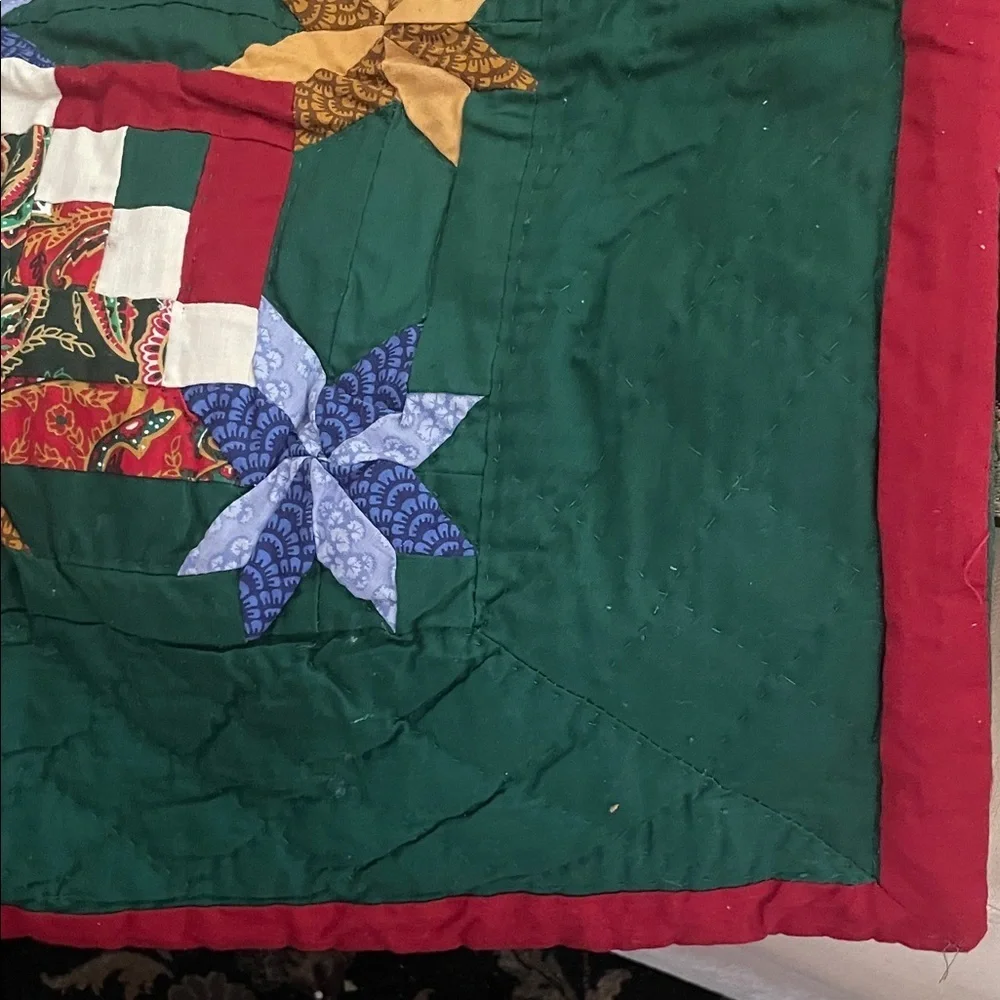 Quilted Blanket String Star Red and Green Polyester Fiber Blanket