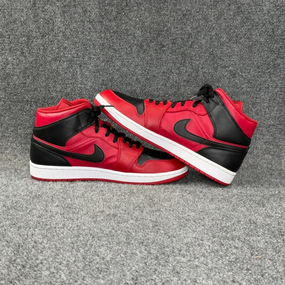 Jordan 1 Mid Reverse Bred Shoes Men's 11 Red Black Athletic Retro Sneakers