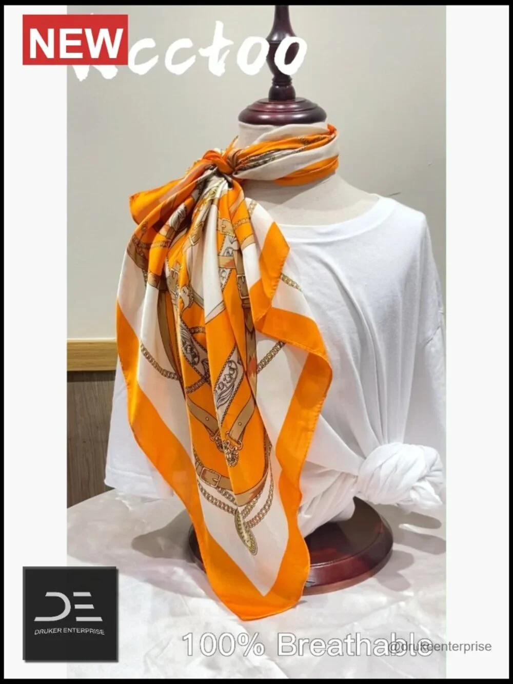 Square Polyester Satin Scarf for Hair, Bag, Neck