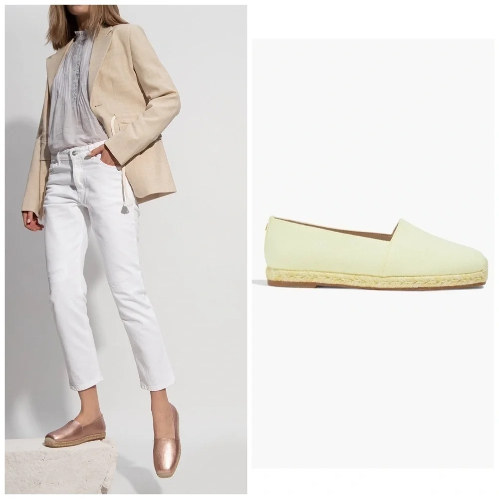Stuart Weitzman Dree Canvas Espadrille in Pastel Yellow Size 10C - Wide