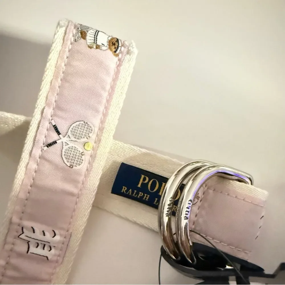Polo Ralph Lauren Pink Tennis Bear Canvas Belt – Kids Size S – NWT