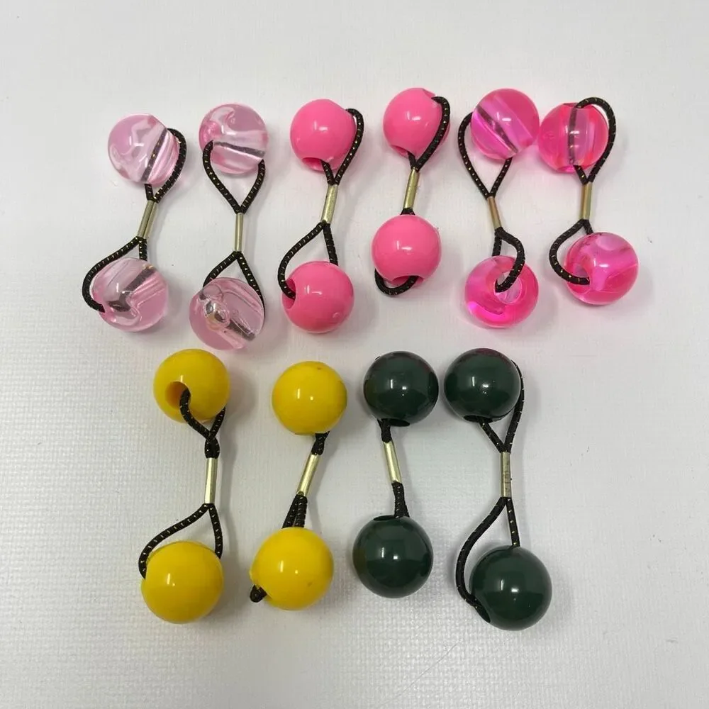 Twin Bead Hair Knocker Pony Tail Holders Bubbles Balls Tie Backs Lot of 10 Goody