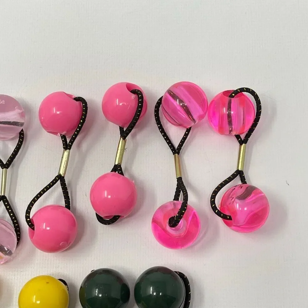 Twin Bead Hair Knocker Pony Tail Holders Bubbles Balls Tie Backs Lot of 10 Goody