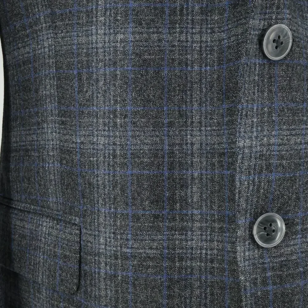 Joseph Abboud Sport Coat Mens 44S Gray Window Pane Plaid Wool Blazer Jacket