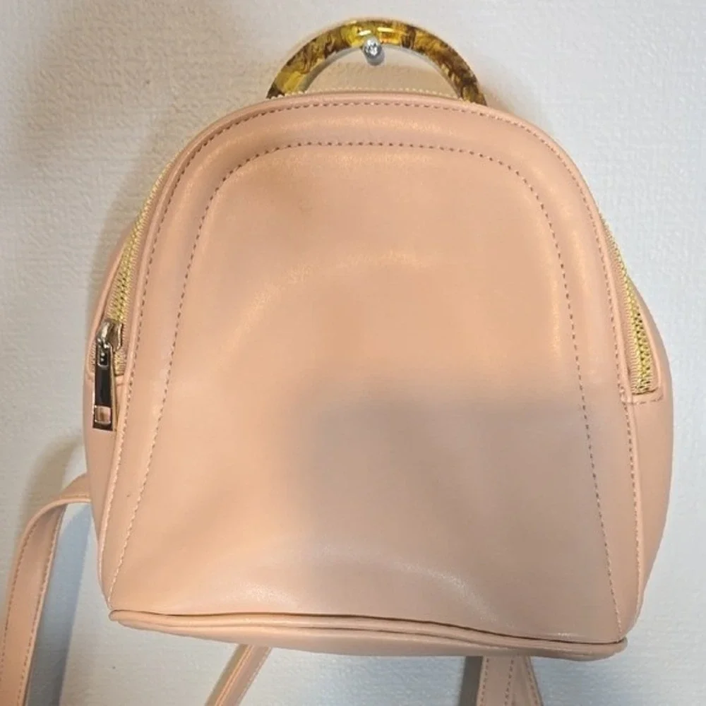 A New Day Tan Mini‎ Backpack Acrylic Top Handle Tan Neutral Casual