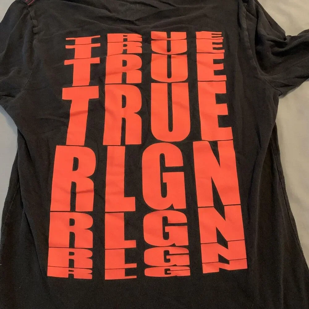 True Religion‎ Shirt Mens Small Black Long Sleeve True RLGN Logo Buddha Graphic
