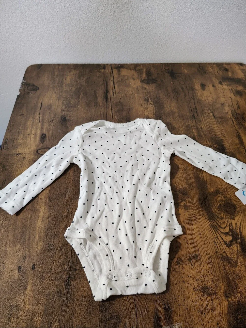 NWOT Carter's Baby Girl 6 Months Long Sleeve White Polka Dot Bodysuit One Piece