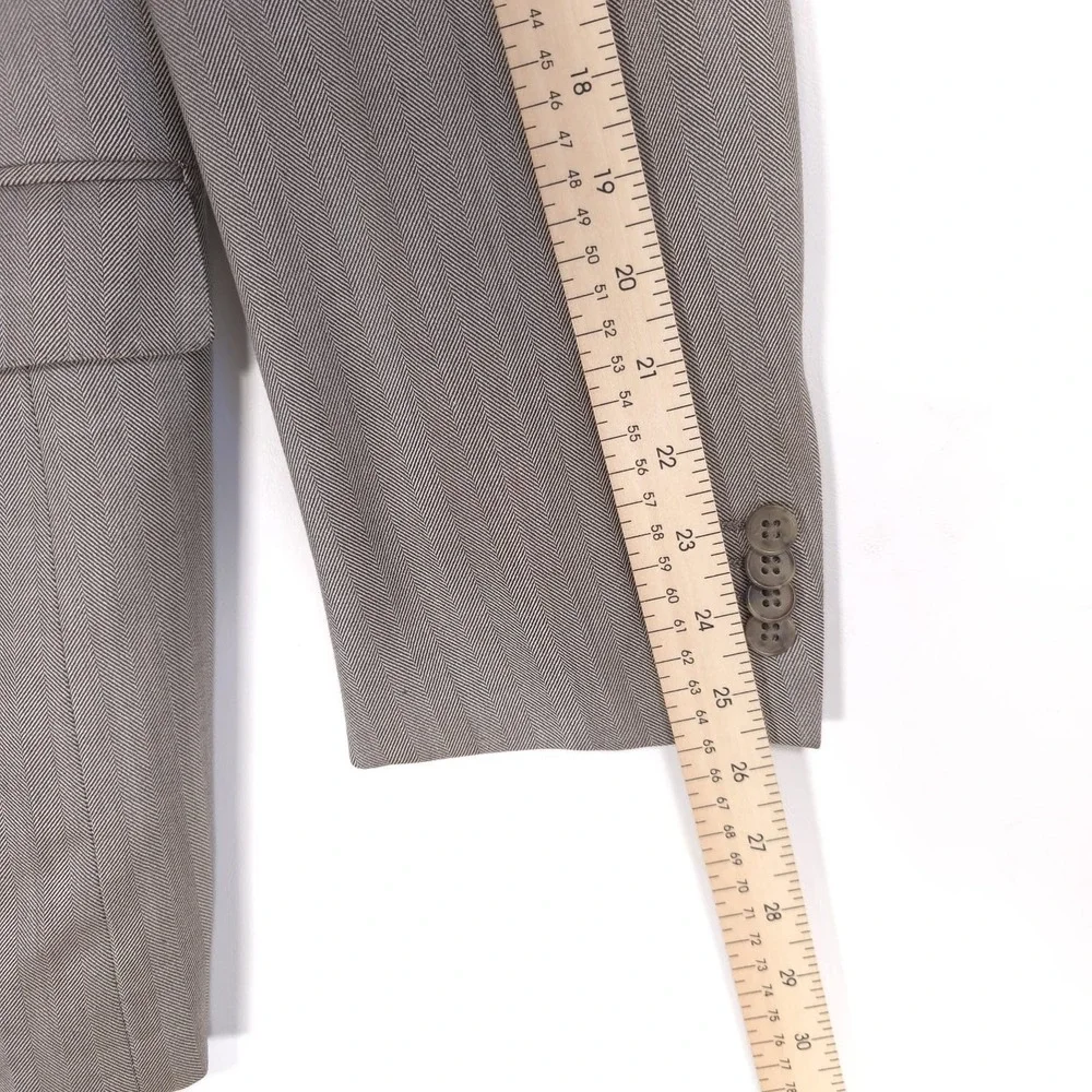 ERMENEGILDO ZEGNA Trofeo Silk Herringbone Blazer Beige Men 42L SWITZERLAND‎