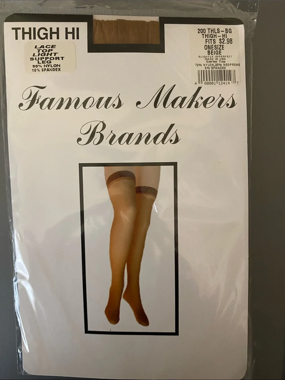 🆕 Vintage • Famous Makers Brands • Thigh Hi • Lace Top • Beige • One Sz
