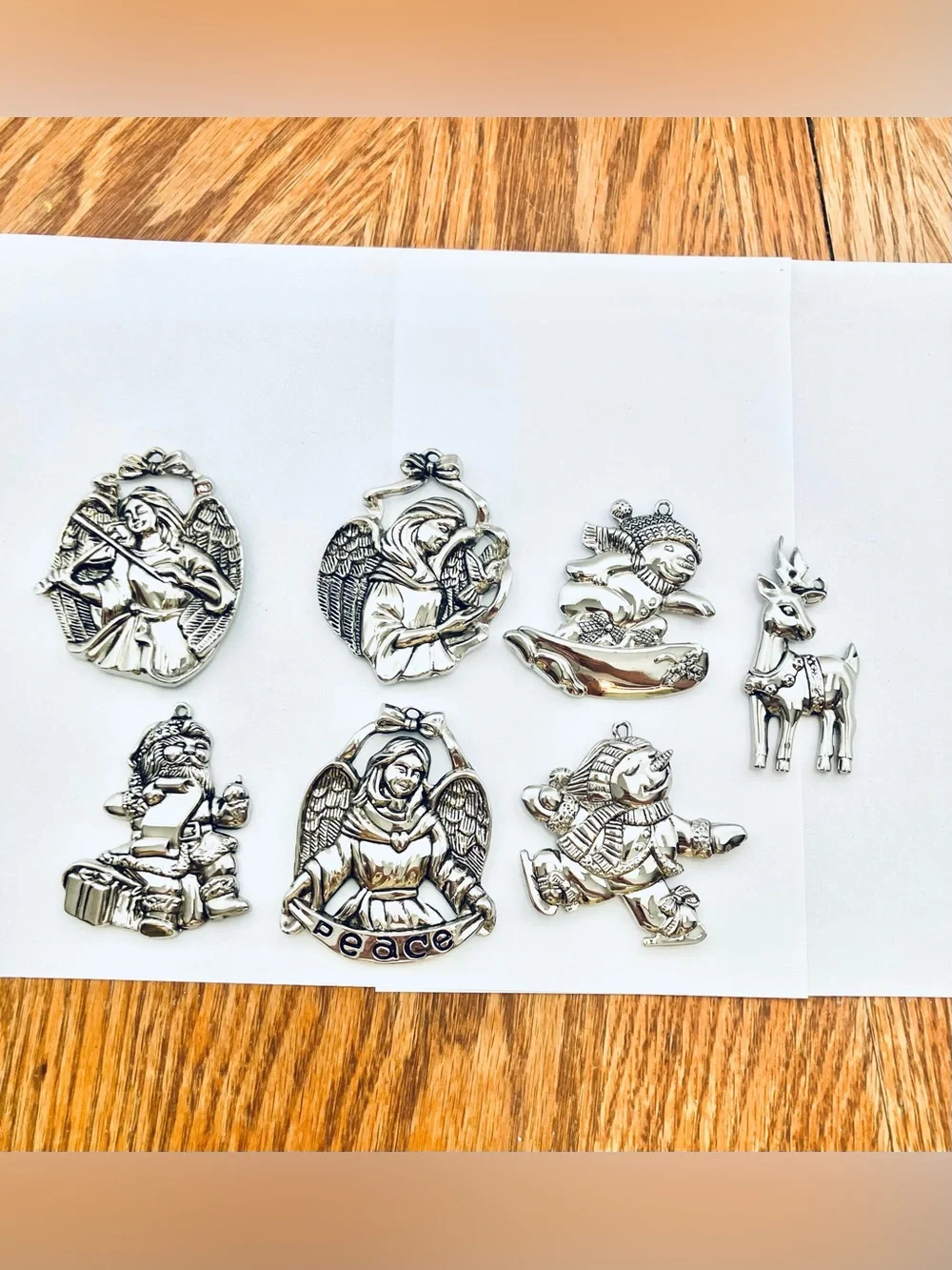 Gorham Silver Colored Metal Christmas Ornaments Lot(7)
