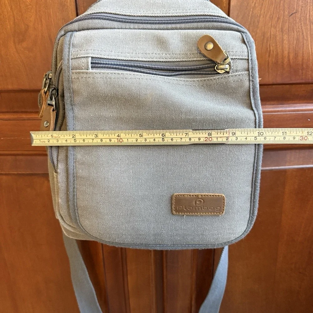Plambag Messenger Bag Unisex Gray Canvas Travel Crossbody Organizer Utility Gorp
