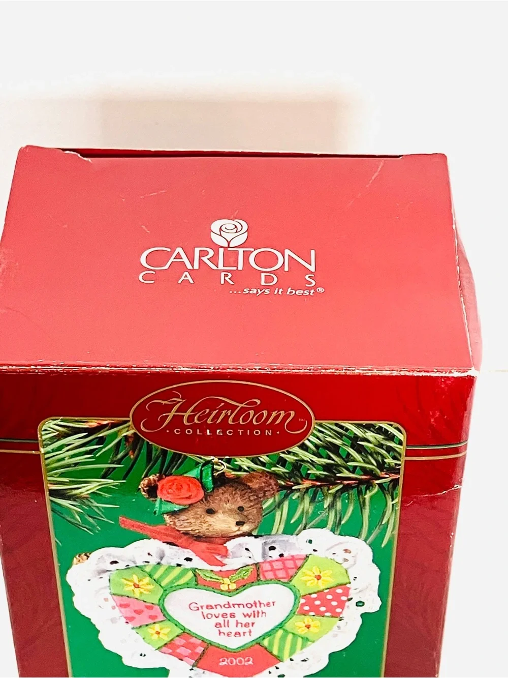 Carlton Cards 2002 Heirloom Grandmother Loves With All Her Heart Ornament Bear